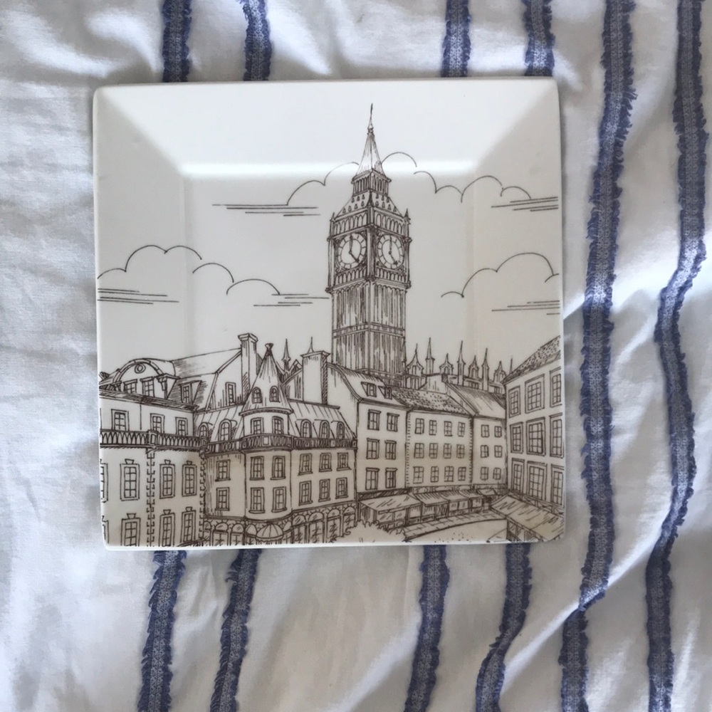 London Big Ben Square Porcelain Plate 222 Fifth